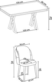 Dining Table &amp; Chairs Set (5 Pieces) Rigel - Black Marble, Gold, Grey Black Marble
Gold
Grey