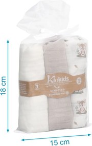 Μουσελίνες/Πάνες Αγκαλιάς (Σετ 3τμχ) Kiokids Forest Γκρι 6407