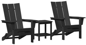 vidaXL Έπιπλα Χαλάρωσης Κήπου 3 pcs Μαύρο 38 x 38 x 46cm Πλαστικό
