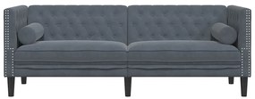 vidaXL Καναπές Chesterfield Σκούρο γκρι 194 x 74.5 x 70.5 εκ. Βελούδο