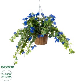 20636 GloboStar® Artificial Garden MORNING GLORY HANGING PLANT 20636 Τεχνητό Κρεμαστό Διακοσμητικό Φυτό Ορτανσίας Y55cm