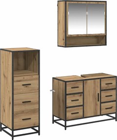 vidaXL Σετ Επίπλων Μπάνιου 3 pcs Artisan Oak Επεξεργασμένο ξύλο