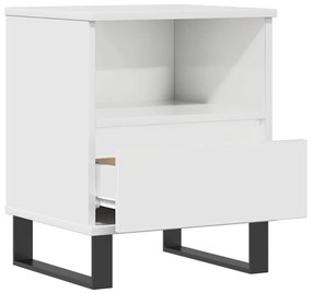 vidaXL Κομοδίνο Γυαλ. Λευκό 40 x 35 x 50 εκ. από Επεξεργασμένο Ξύλο