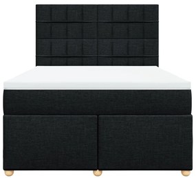 vidaXL Κρεβάτι Boxspring με Στρώμα Μαύρο 140x190 εκ. Υφασμάτινο