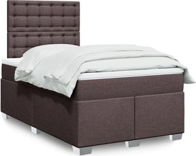 vidaXL Κρεβάτι Boxspring με Στρώμα Σκούρο Καφέ 120x190 εκ Υφασμάτινο
