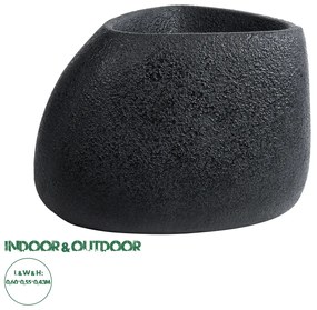 20708 GloboStar® Artificial Garden CHLOE 20708 Επιδαπέδιο Πολυεστερικό Τσιμεντένιο Κασπώ Γλάστρα - Flower Pot Μαύρο Μ60 x Π55 x Υ43cm