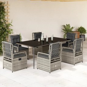 vidaXL Σετ Τραπεζαρίας Κήπου 7 τεμ. Γκρι Συνθ. Ρατάν με Μαξιλάρια