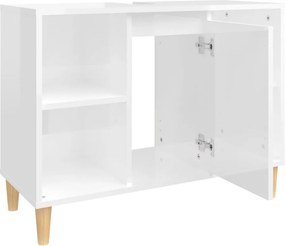 vidaXL Ντουλάπι Νιπτήρα Γυαλ. Λευκό 80x33x60 εκ. Επεξεργασμένο Ξύλο