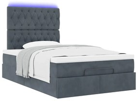 vidaXL Οθωμανικό κρεβάτι με στρώματα & LEDs Σκούρο γκρι Velvet
