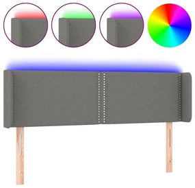 Κεφαλάρι Κρεβατιού LED Σκούρο Γκρι 147x16x78/88 εκ. Υφασμάτινο - Γκρι