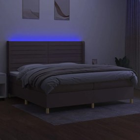 Κρεβάτι Boxspring με Στρώμα &amp; LED Taupe 200x200 εκ. Υφασμάτινο - Μπεζ-Γκρι