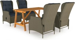 vidaXL Σετ Τραπεζαρίας Κήπου 5 Τεμαχίων Καφέ