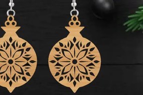 Intra απο ξύλο plywood 3mm-4mm πάχος κοπής με λέιζερ Χριστουγεννιάτικο σκουλαρίκι Δίασταση 3x3 cm INTRAFABR-111323842