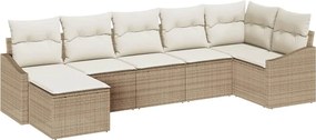 vidaXL Σετ Καναπέ με μαξιλάρι 7 pcs Μπεζ συνθετικό ρατάν