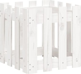 vidaXL Ζαρντινιέρα με Σχέδιο Φράχτη Λευκή 40 x 40 x 40 εκ. Μασίφ Πεύκο