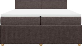vidaXL Κρεβάτι Boxspring με Στρώμα Σκούρο Καφέ 200x200 εκ. Υφασμάτινο