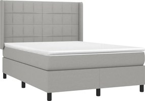 vidaXL Κρεβάτι Boxspring με Στρώμα &amp; LED Αν.Γκρι 140x200εκ. Υφασμάτινο