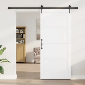 vidaXL Συρόμενη Πόρτα με Σετ Εξαρτημάτων 'ORKDAL' Λευκή Στερεά Ξύλο Πεύκο
