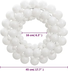 vidaXL Στεφάνι Χριστουγεννιάτικο Λευκό 45 εκ. από Πολυστυρένιο