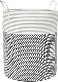 vidaXL Καλάθι Αποθήκευσης Γκρι και Λευκό Ø38 x 46 εκ. Βαμβακερό