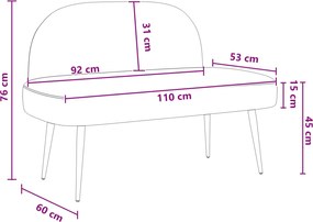 vidaXL Δερμάτινος Πάγκος με Πλάτη Καφέ 110 x 60 x 76 cm Τεχνητό Δέρμα