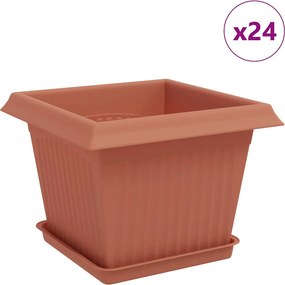 vidaXL Γλάστρες φυτών 24 τμχ. Κεραμιδί Πλαστικό