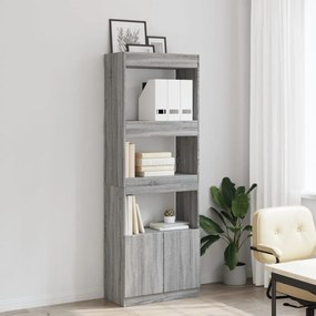 vidaXL Ντουλάπι Γκρι Sonoma 63x33x180 εκ. από Επεξεργασμένο Ξύλο