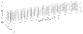 Συρματοκιβώτιο-Γλάστρα Υπερυψωμένη 270x30x30 εκ. Γαλβ. Χάλυβας - Ασήμι