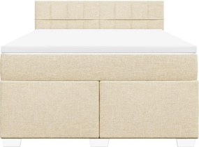 vidaXL Κρεβάτι Boxspring με Στρώμα Κρεμ 140x190 εκ. Υφασμάτινο