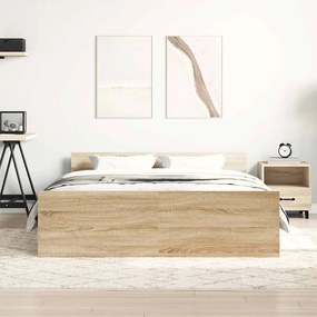 vidaXL Πλαίσιο Κρεβατιού με Κεφαλάρι/Υποπόδιο Sonoma Δρυς 140x200 εκ.