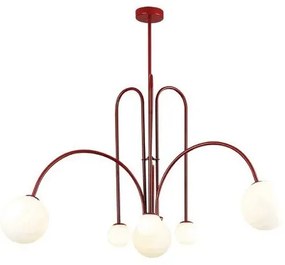 Κρεμαστό Φωτιστικό Οροφής Εξάφωτο H100 Φ85 Eurolamp-144-20007-Κόκκινο 144-20007