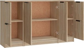 vidaXL Ντουλάπι 3 τεμ. Sonoma Δρυς από Επεξεργασμένο Ξύλο
