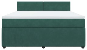 vidaXL Κρεβάτι Boxspring με Στρώμα Σκούρο Πράσινο 180x200εκ. Βελούδινο