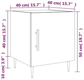 Κομοδίνο Μαύρο 40 x 40 x 50 εκ. από Επεξεργασμένο Ξύλο - Μαύρο