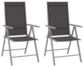 Καρέκλες Κήπου Πτυσσόμενες 2 τεμ. Μαύρες από Textilene