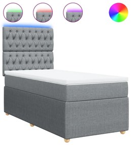 vidaXL Κρεβάτι Boxspring με Στρώμα Ανοιχτό Γκρι 100x200 εκ. Υφασμάτινο