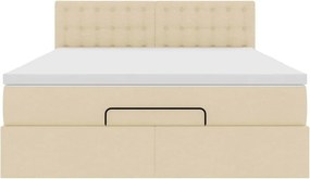 vidaXL Οθωμανικό κρεβάτι με στρώμα Cream 140x200cm ύφασμα