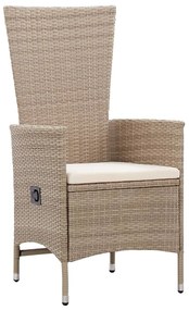 vidaXL Σετ Τραπεζαρίας Κήπου 3 Τεμαχίων Μπεζ με Μαξιλάρια