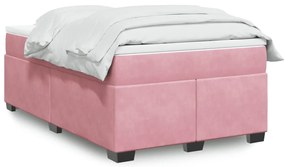 vidaXL Κρεβάτι Boxspring με Στρώμα Ροζ 120x200 εκ. Βελούδινο