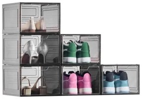 VEVOR Shoe Storage Boxes 6PCS Stackable Shoe Boxes US Size 13 Transparent Black