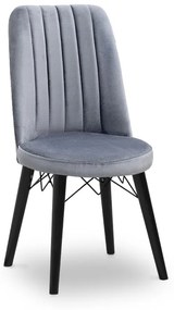 Καρέκλα τραπεζαρίας Alegra Megapap από βελούδο χρώμα γκρι - μαύρο πόδι 46x44x91εκ. - 0230209