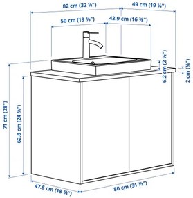 HAVBACK/ORRSJON βάση νιπτήρα με πόρτες/νιπτήρα/μπαταρία, 82x49x71 cm 695.299.75