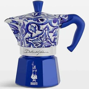Καφετιέρα Espresso Moka Experss Dolce&amp;Gabbana 15x8,5x15,5cm 130ml Blue Bialetti Αλουμίνιο