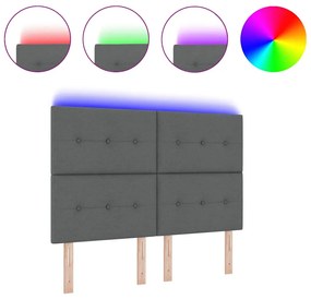 vidaXL LED Κεφαλάρι με φώτα λωρίδας LED Σκούρο Γκρι 160 cm ύφασμα
