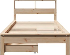 vidaXL Κρεβάτι Βιβλιοθήκη Χωρίς Στρώμα 75x190 εκ Μασίφ Ξύλο Πεύκο
