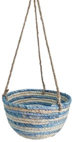 Καλάθι 00.06.61247 22x12cm Ψάθινο Cream-Blue Mat