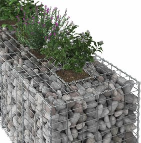 vidaXL Ανασηκωμένο κρεβάτι gabion Ασημί