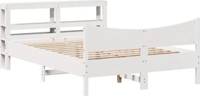vidaXL Πλαίσιο Κρεβατιού Κεφαλάρι Λευκό 150x200εκ Μασίφ Πεύκο