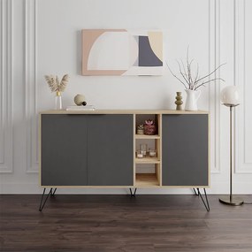 Μπουφές Clara Megapap χρώμα sapphire oak - ανθρακί 142x35,6x83εκ.