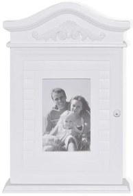 vidaXL Κλειδοθήκη Τοίχου με Κορνίζα Λευκή